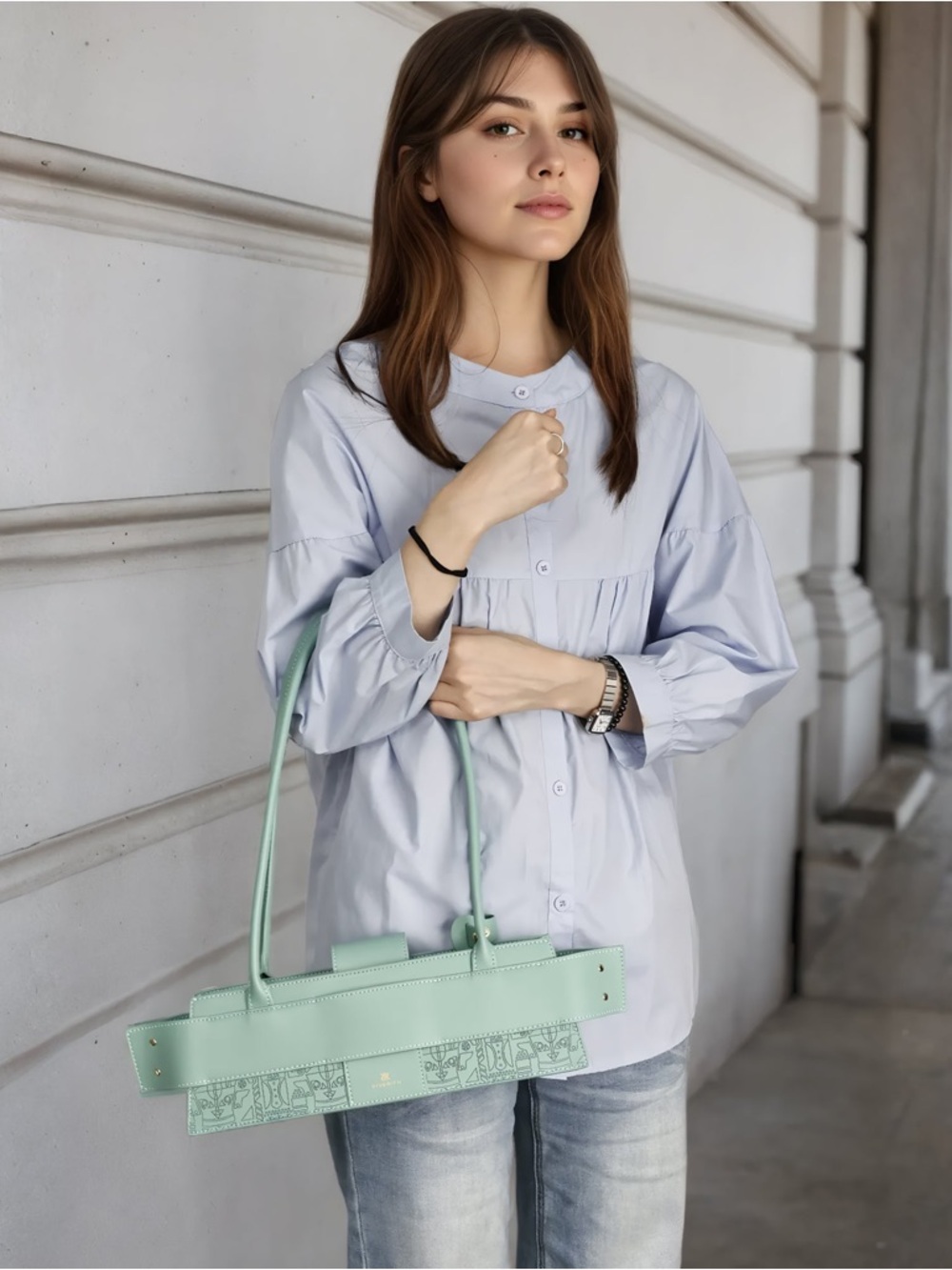3. NEW Mint Green Leather Tote Bag - Picture 3 of 10